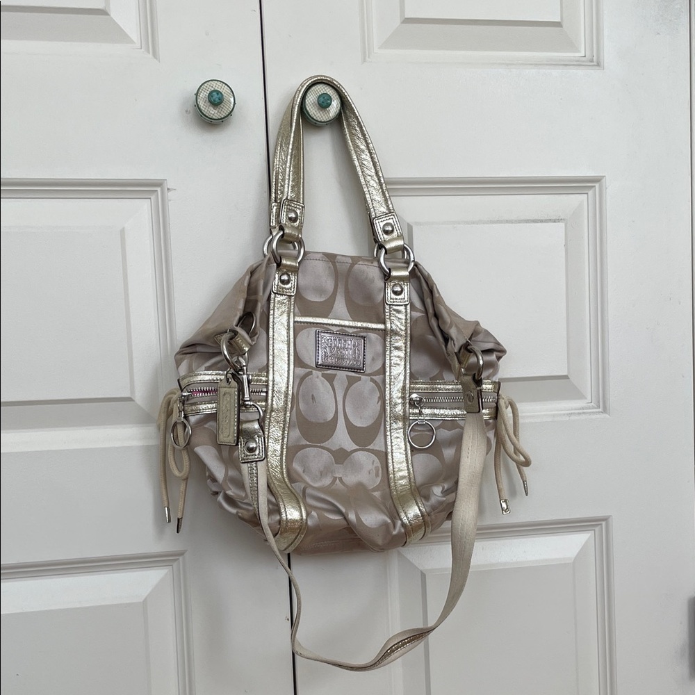 Coach Gold and Cream Shoulder Bag